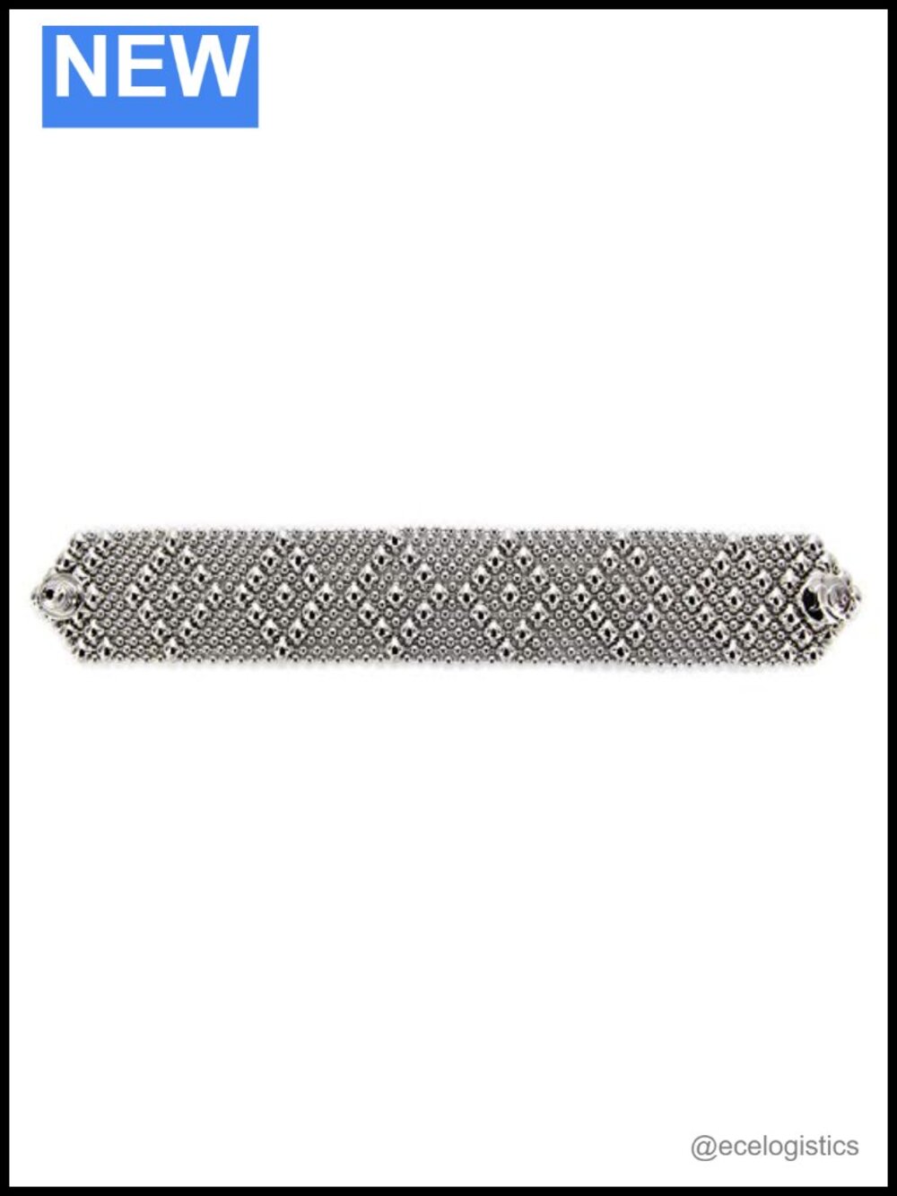 Chrome Finish Mesh Link Bracelet, Handcrafted Liquid Metal Design